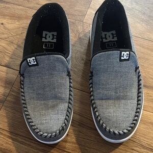 DC Gray Canvas Slip-On Shoes with Black Trim